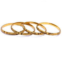 Traditional Yellow Gold Plated metal Bangles with Intricate Engraving and Symmetrical Geometric Textures