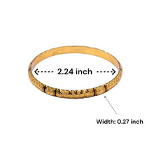 Traditional Yellow Gold Plated metal Bangles with Intricate Engraving and Symmetrical Geometric Textures