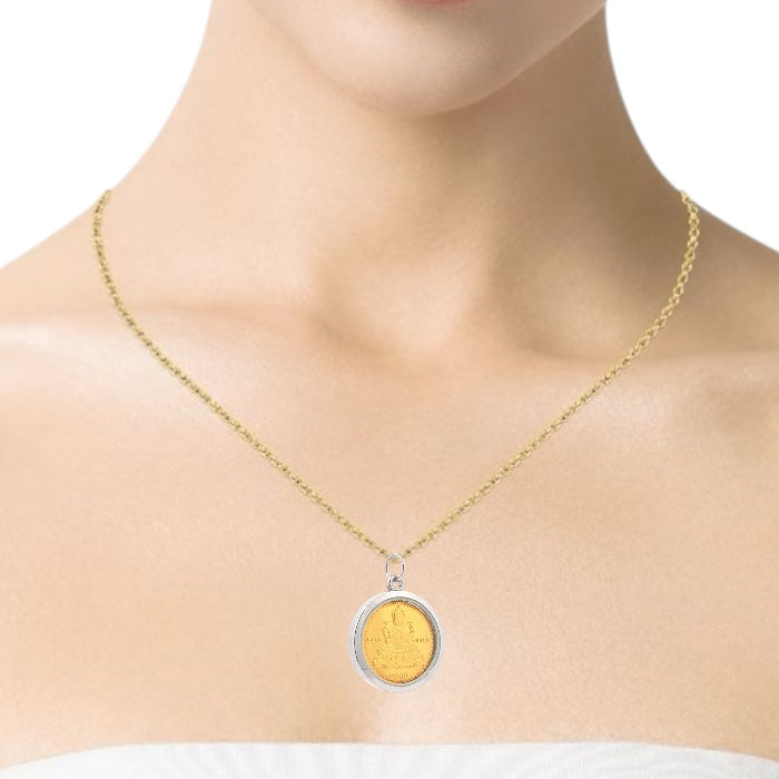 Tri-Dhatu Ganesh Lakshmi Pendant – Handcrafted Hindu Religious Talisman in Gold, Silver & Copper for Prosperity, Wisdom & Sacred Blessings Gift