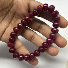 Natural Ruby Bracelet | Smooth 9–10mm Rondelle Beads 26 Pcs 197 Carats | Crimson Red VVS Clarity | Stretchable Unisex Gemstone Jewelry