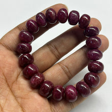 Natural Ruby Bracelet | Smooth 11–12mm Rondelle Beads 20 Pcs 248 Carats | Burgundy Red VVS Clarity | July Birthstone Jewelry