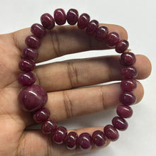 Natural Ruby Gemstone Bracelet | Smooth 8-15mm Rondelle Beads 27 Pcs 166 Carats | Deep Burgundy Red VVS Clarity | Stretchable Unisex Jewelry