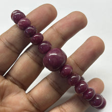 Natural Ruby Gemstone Bracelet | Smooth 8-15mm Rondelle Beads 27 Pcs 166 Carats | Deep Burgundy Red VVS Clarity | Stretchable Unisex Jewelry