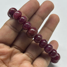 Natural Ruby Gemstone Bracelet | Smooth 10-13mm Rondelle Beads 22 Pcs 190 Carats | Crimson Red VVS Clarity | July Birthstone Jewelry