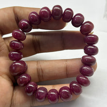 Natural Ruby Gemstone Bracelet | Smooth 10-13mm Rondelle Beads 22 Pcs 190 Carats | Crimson Red VVS Clarity | July Birthstone Jewelry