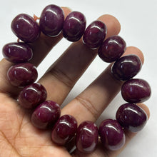 Natural Ruby Bracelet | Smooth 15–16mm Rondelle Beads 15 Pcs 448 Carats | Scarlet Red VVS Clarity | Fine Gemstone Jewelry