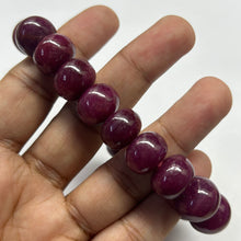 Natural Ruby Bracelet | Smooth 13-15mm Rondelle Beads 18 Pcs 364 Carats | Crimson Red VVS Clarity | Birthstone Gemstone Jewelry