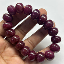 Natural Ruby Bracelet | Smooth 13-15mm Rondelle Beads 18 Pcs 364 Carats | Crimson Red VVS Clarity | Birthstone Gemstone Jewelry