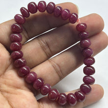 Natural Ruby Stretch Bracelet | Smooth 7-8mm Rondelle Beads 29 Pcs 110 Carats | Burgundy Red VVS Clarity | July Birthstone Gemstone Jewelry