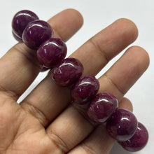 Natural Deep-Red Ruby Bracelet | Smooth 14–15mm Rondelle Beads | 17 Pcs 427 Carats | Burgundy VVS Clarity | July Gemstone Jewelry