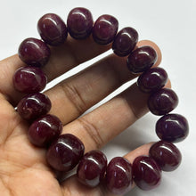 Natural Ruby Bracelet | Smooth 12-14mm Rondelle Beads 17 Pcs 345 Carats | Deep Scarlet Red VVS Clarity | Beaded Gemstone Jewelry