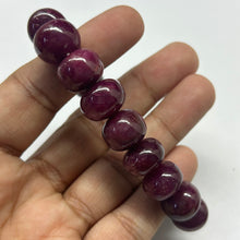 Natural Ruby Bracelet | Smooth 12-13mm Rondelle Beads 18 Pcs 282 Carats | Rich Scarlet Red VVS Clarity | Stretchable Handmade Gemstone Jewelry