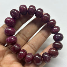 Natural Ruby Bracelet | Smooth 12-13mm Rondelle Beads 18 Pcs 282 Carats | Rich Scarlet Red VVS Clarity | Stretchable Handmade Gemstone Jewelry