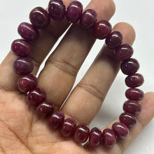 Natural Ruby Bracelet | Smooth 9–11mm Rondelle Beads | 24 Pcs 188 Carats | Crimson Red VVS Clarity | July Birthday Gemstone Jewelry