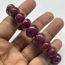 Natural Ruby Stretch Bracelet | Smooth 10–15mm Rondelle Beads 21 Pcs 266 Carats | Burgundy Red VVS Clarity | Genuine Gemstone Jewelry