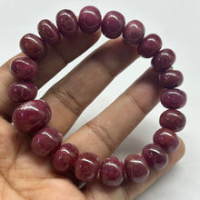 Natural Ruby Stretch Bracelet | Smooth 10–15mm Rondelle Beads 21 Pcs 266 Carats | Burgundy Red VVS Clarity | Genuine Gemstone Jewelry