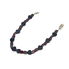 Silver Sunstone Natural Heart with Garnet Tube Beads Semi Bracelet