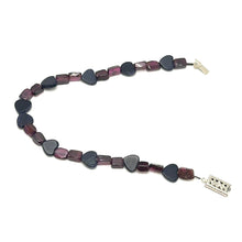 Silver Sunstone Natural Heart with Garnet Tube Beads Semi Bracelet