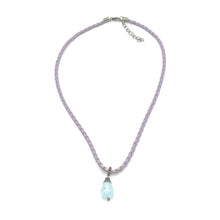 Pendant Light Blue Glass 16mm Drop With Handcrafted Purple Twisted Cord  Necklace Inspired By Calming Tones And Creativity