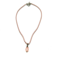 Glass Stone Pendant Light Pink Color Drop Shape 16mm Twisted Cord Fashion Unisex Necklace Symbol Of Soft Modern Elegance