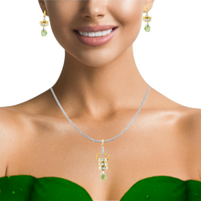 18K Yellow Gold Pendant Earring with Diamond Natural & Lemon Quartz Slider Drop Design Jewellery Set