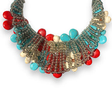 Handmade Gorgeous Bib Choker Turquoise & Red Agate 20