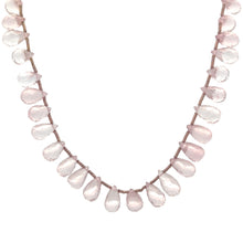 Natural Handmade Necklace Rose Quartz Gemstone Faceted Dew Drop Jewelry