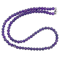 Natural Amethyst Africa Plain Ball 5mm Gemstone Necklace Jewelry