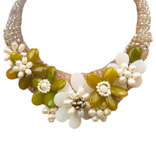 Handmade Choker Green Bejeweled Jade & Nugget Freshwater Pearls 20