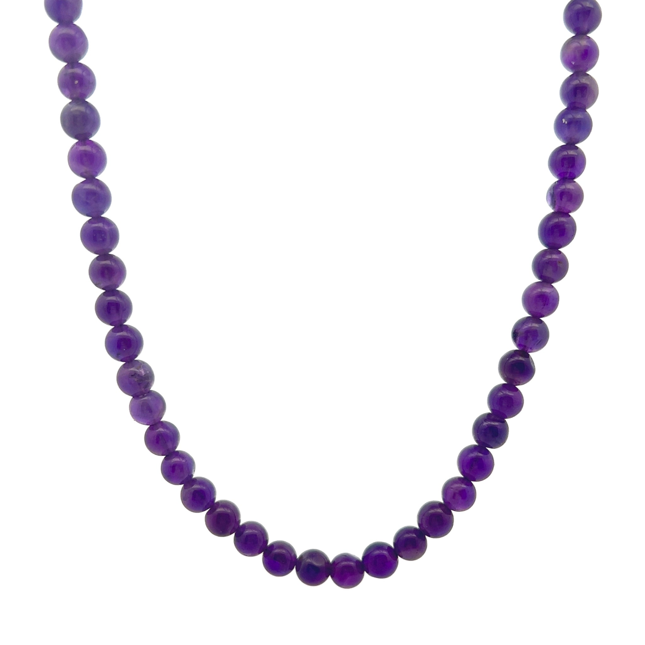 Natural Amethyst Africa Plain Ball 5mm Gemstone Necklace Jewelry