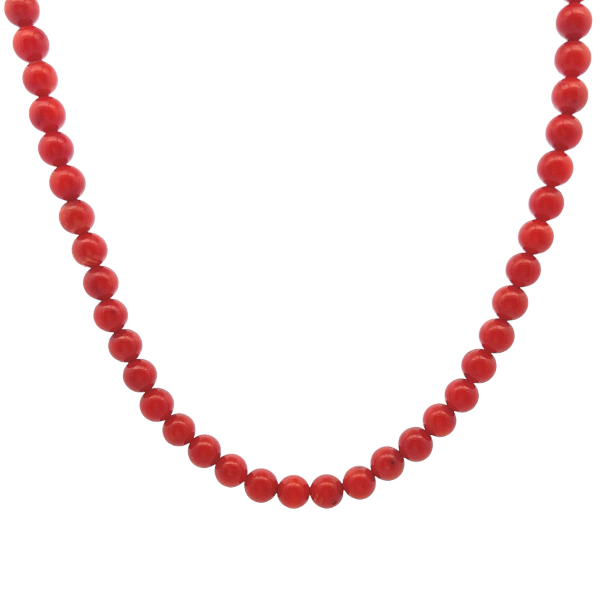 Natural Coral Gemstone 5mm Ball Semiprecious Necklace