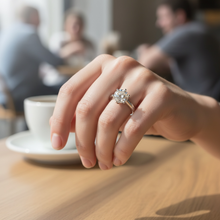 9K White Gold Engagement Round Solitaire Ring | Channel-Set Band | Classic Cathedral Bridal Design - Ring