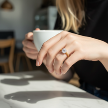 18K Rose Gold Diamond Halo Ring | Platinum-Set Cluster Center | Textured Beaded Band | Classic Elegant Design