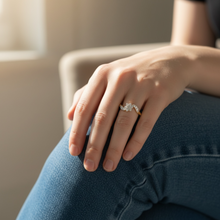 18K Yellow Gold Floral Cluster Engagement Ring | Natural Diamond Twisted Swirl Love Motif | Timeless Bridal jewelry