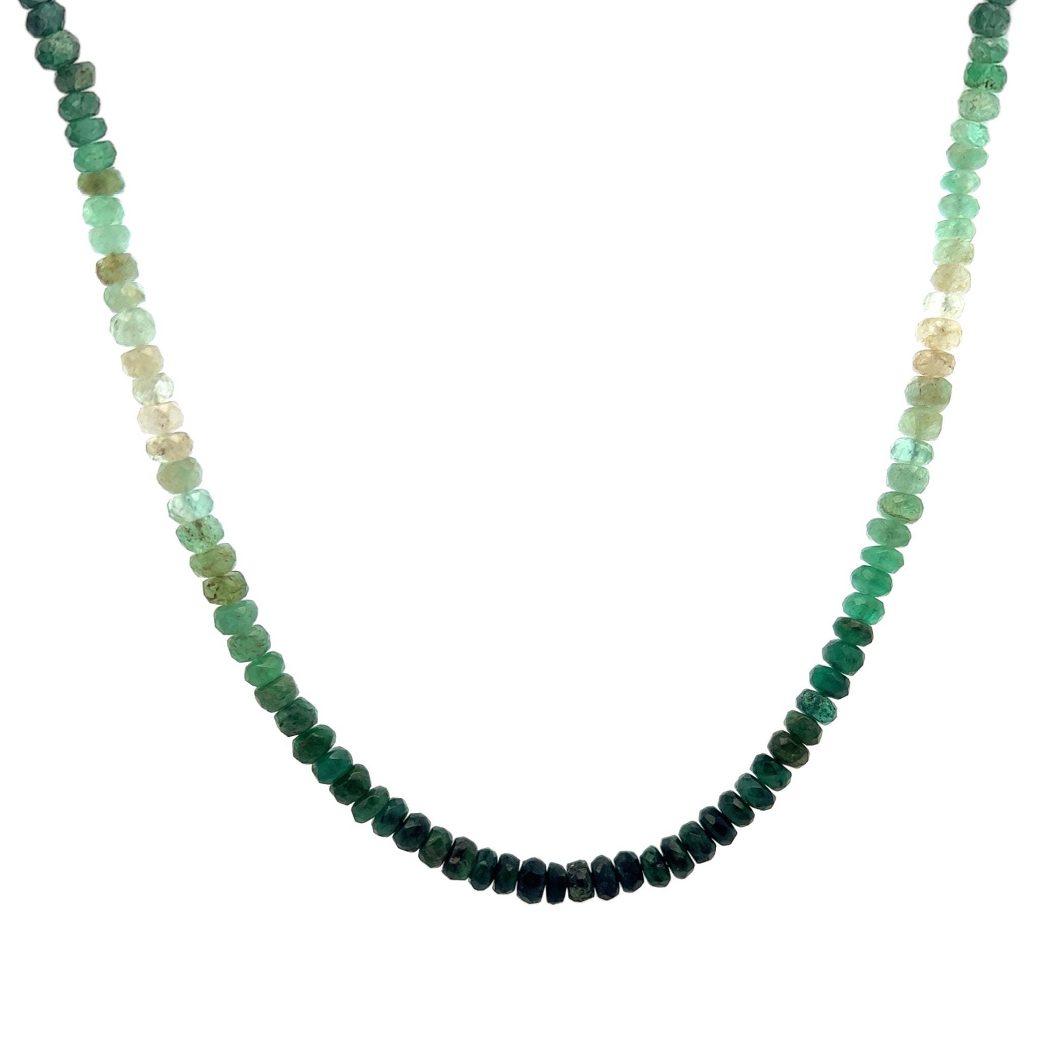 Natural Handmade Necklace Shaded Emerald Gemstone Beaded May Birthstone Jewelry