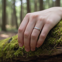 18K White Gold Ring | Handmade Hammered Texture | Vintage-Inspired Stackable Wedding Band