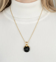 9K Yellow Gold Natural Black Onyx Allah Calligraphy Pendant | Sacred Islamic Symbol Jewelry