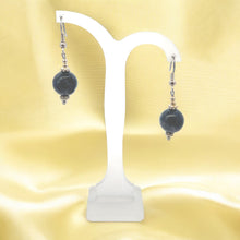 Black Eagle's Eye 12mm Ball Plain Dangle Gemstone Earrings