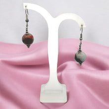 Brown Jasper 12mm Ball Plain Dangle Gemstone Earrings