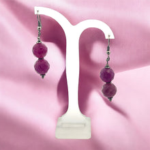 Purple Jade 12mm Ball Facet Dangle Gemstone Earrings