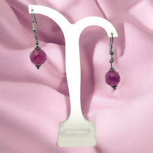 Purple Jade 12mm Ball Facet Dangle Gemstone Earrings