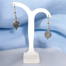 Blue White Sodalite 12mm Ball Plain Dangle Gemstone Earrings