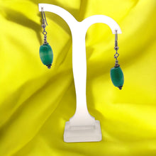 Green Jade 16x9mm Balloon Plain Dangle Gemstone Earrings