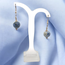 Blue White Sodalite 12mm Ball Plain Dangle Gemstone Earrings