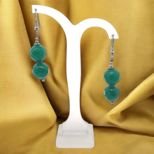 Green Jade 12mm Ball Facet Dangle Gemstone Earrings