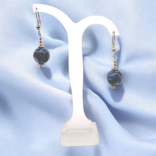 Blue Sodalite 12mm Ball Plain Dangle Gemstone Earrings