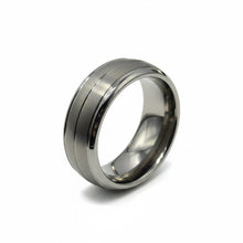 Tungsten Ring Silver Brushed Center Stripe Stylish Band
