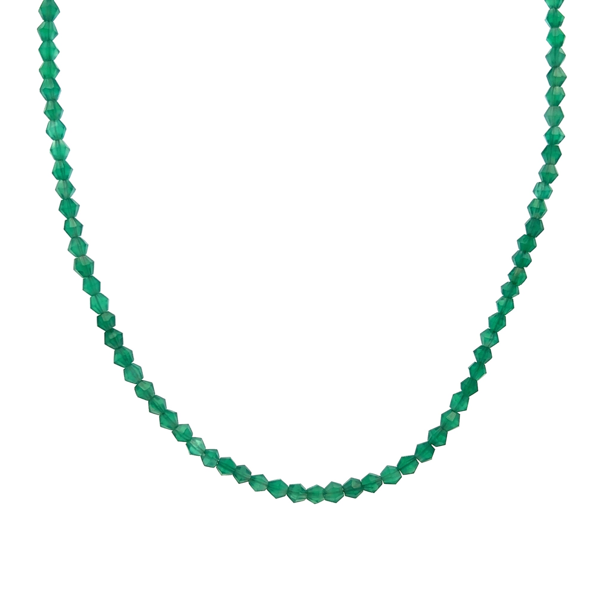 Natural Handmade Necklace Green Onyx Gemstone Single Strand Beaded Jewelry