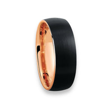 Tungsten Ring Brushed Matte Finish With Inside Rose Gold Dome Edge Band