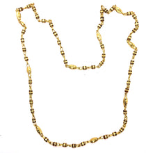 Barrel shaped links with engraved beads gold plated Chain Necklace Jewelry